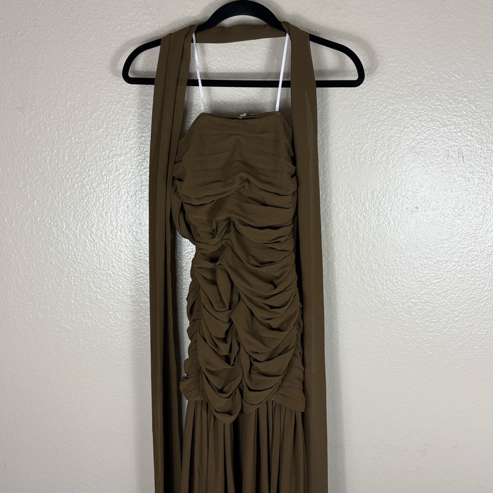 L'Academie Tia Gown in Brown Olive - Picture 9 of 10